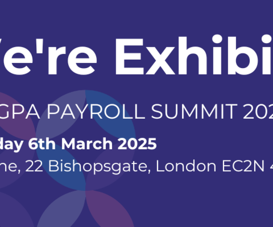 We're Exhibiting at the GPA UK Payroll Summit 2025 on March 6 at Convene, 22 Bishopsgate, London. GPA logo on a purple background.